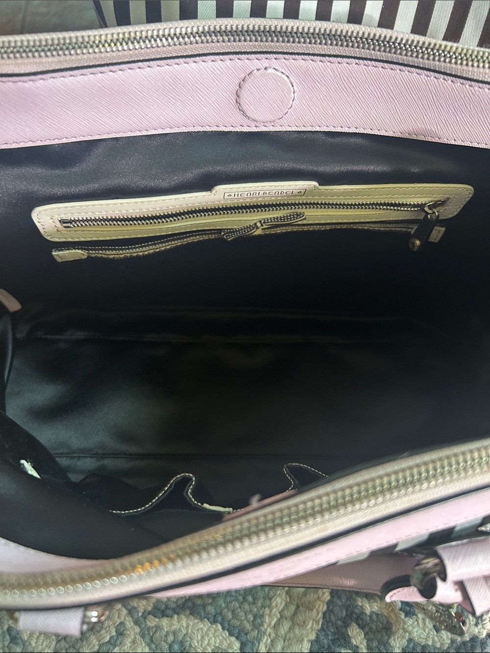 HENRI BENDEL RARE
Centennial Stripe Handbag Pink, Black, White Crossbody purse - Picture 11 of 16
